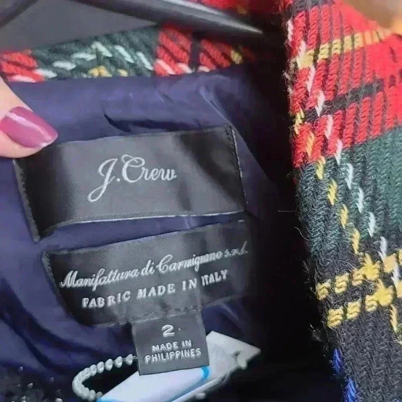 Blazer j crew Tartan Blazer  In Black Red Multi Plaid Pattern Christmas style  s - Picture 15 of 17